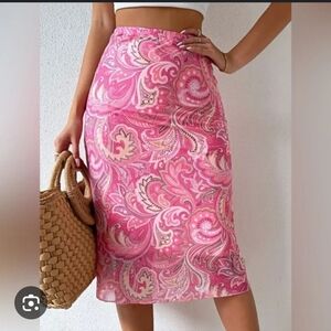Pink Paisley A-Line Skirt